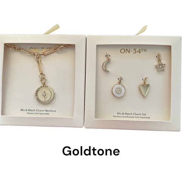 Goldtone Charm Necklace and Earring Set - Picture 3 of 5